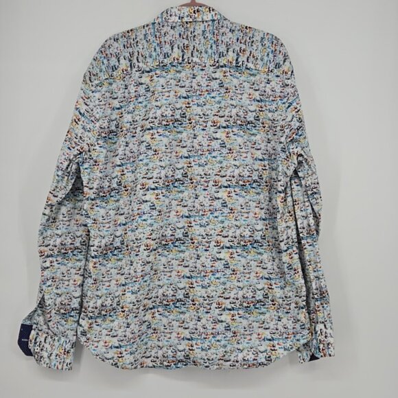 Bugatchi Men's Shaped Fit Sailboat Pattern Button Front Casual Shirt Size 3X - Picture 6 of 12